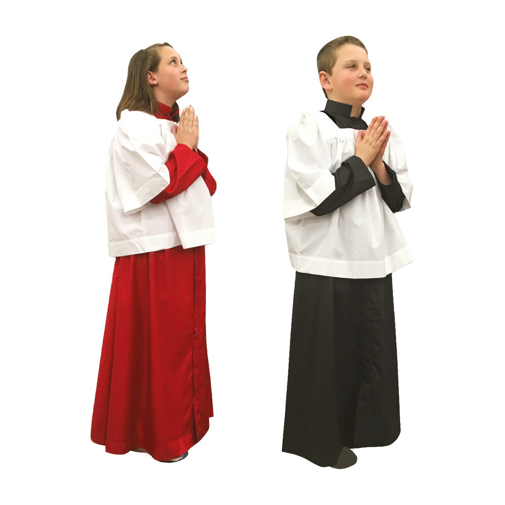Altar Servers Cassocks Poly Cotton Blend - Red or Black