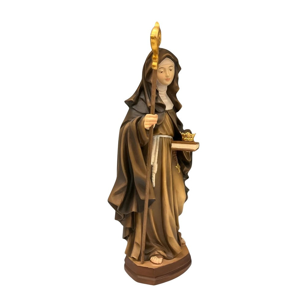 Saint Ermengarda Statue with Crown in Val Gardena Wood
