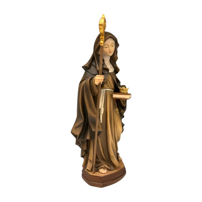 Saint Ermengarda Statue with Crown in Val Gardena Wood