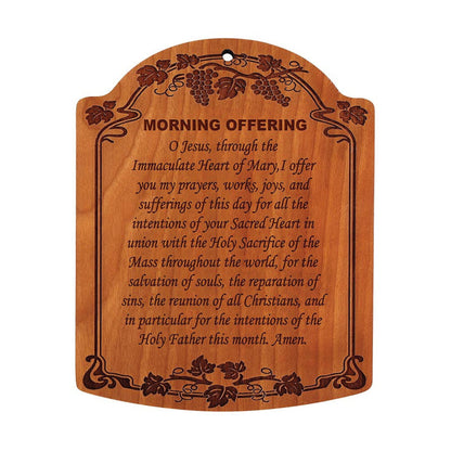 10" Morning Offering Carved Wood Plaque