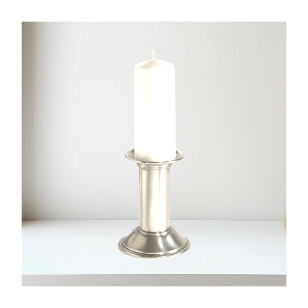 Small Antique Finish Pewter Pillar Candle Holder