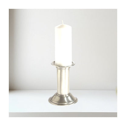 Small Antique Finish Pewter Pillar Candle Holder