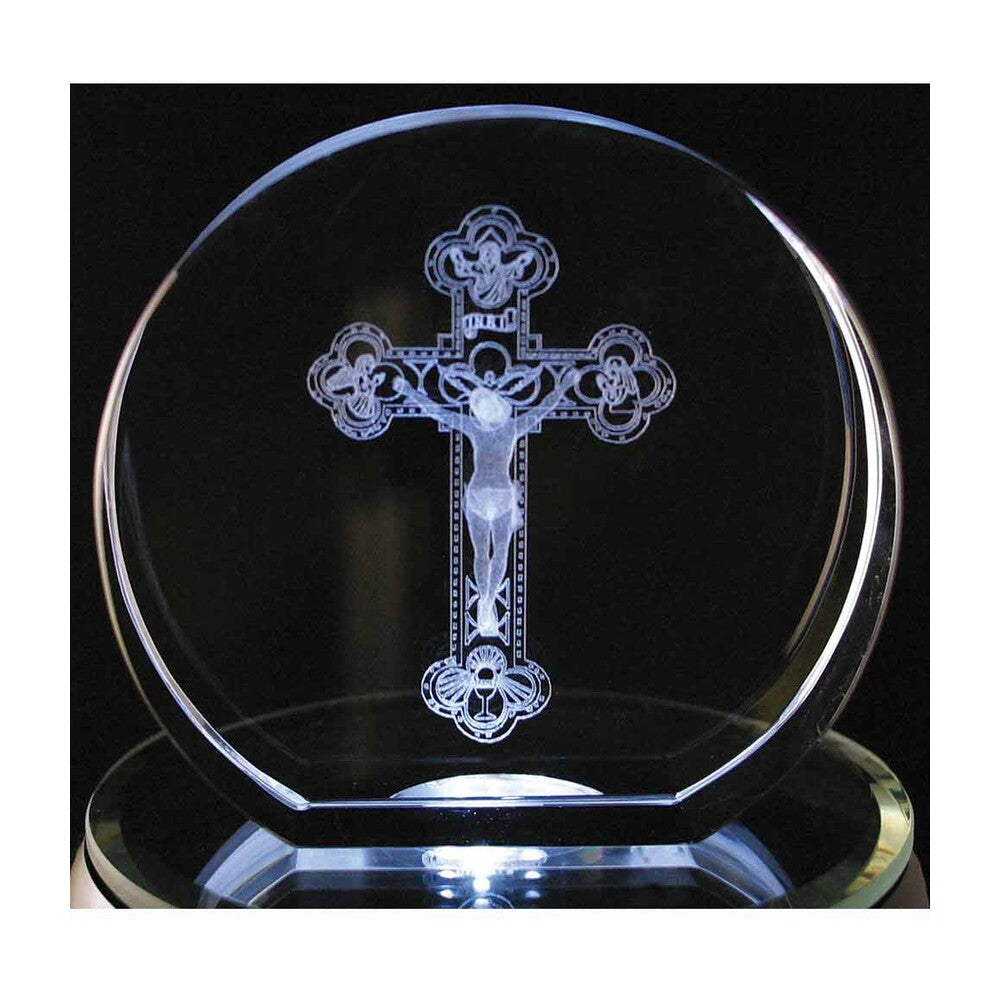 Laser Engraved Crystal Crucifix