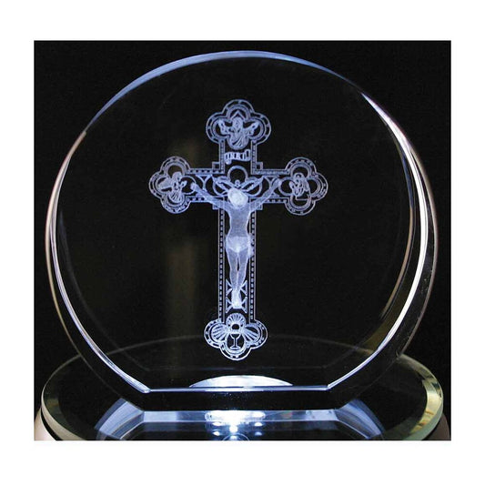 Laser Engraved Crystal Crucifix