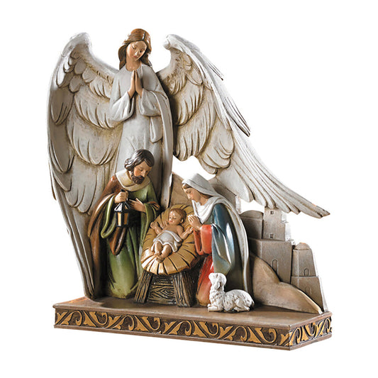 8" High Nativity with Angel Figurine