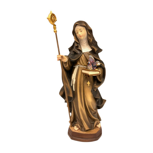 Wooden Statue of Saint Crescentia, Hand Carved in Val Gardena