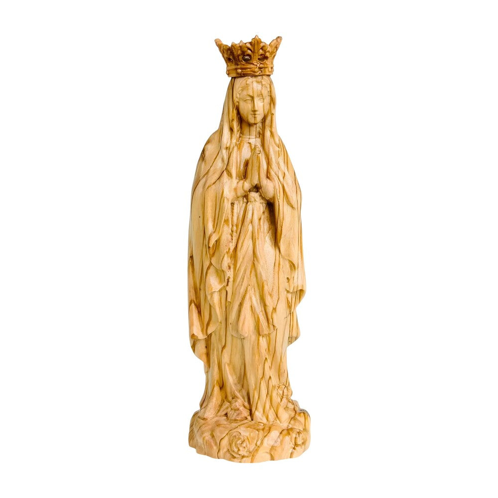 Statue Our Lady of Lourdes Immaculate Conception in Val Gardena Wood with Crown