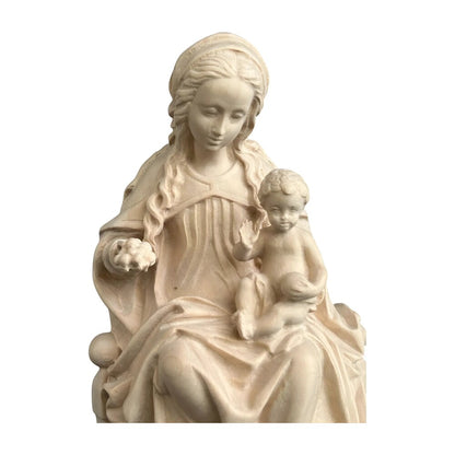 Madonna and Child Enthroned, Handcrafted Maple Wood Sculpture