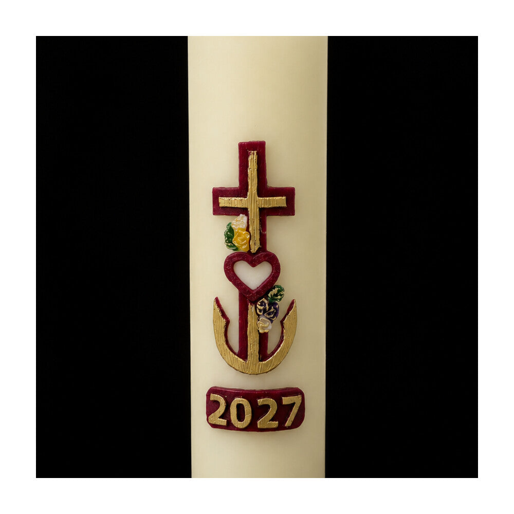Cross with Heart Home Paschal Candle - 3" x 12"