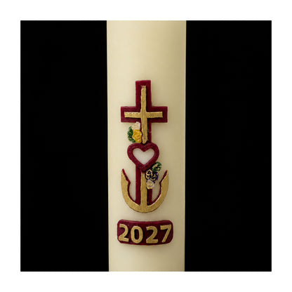 Cross with Heart Home Paschal Candle - 3" x 12"