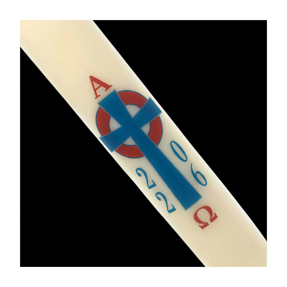 Blue and Red Celtic Cross Paschal Candle