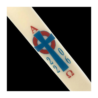 Blue and Red Celtic Cross Paschal Candle