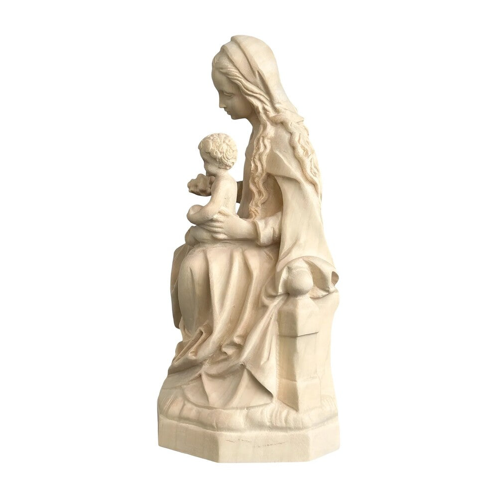 Madonna and Child Enthroned, Handcrafted Maple Wood Sculpture