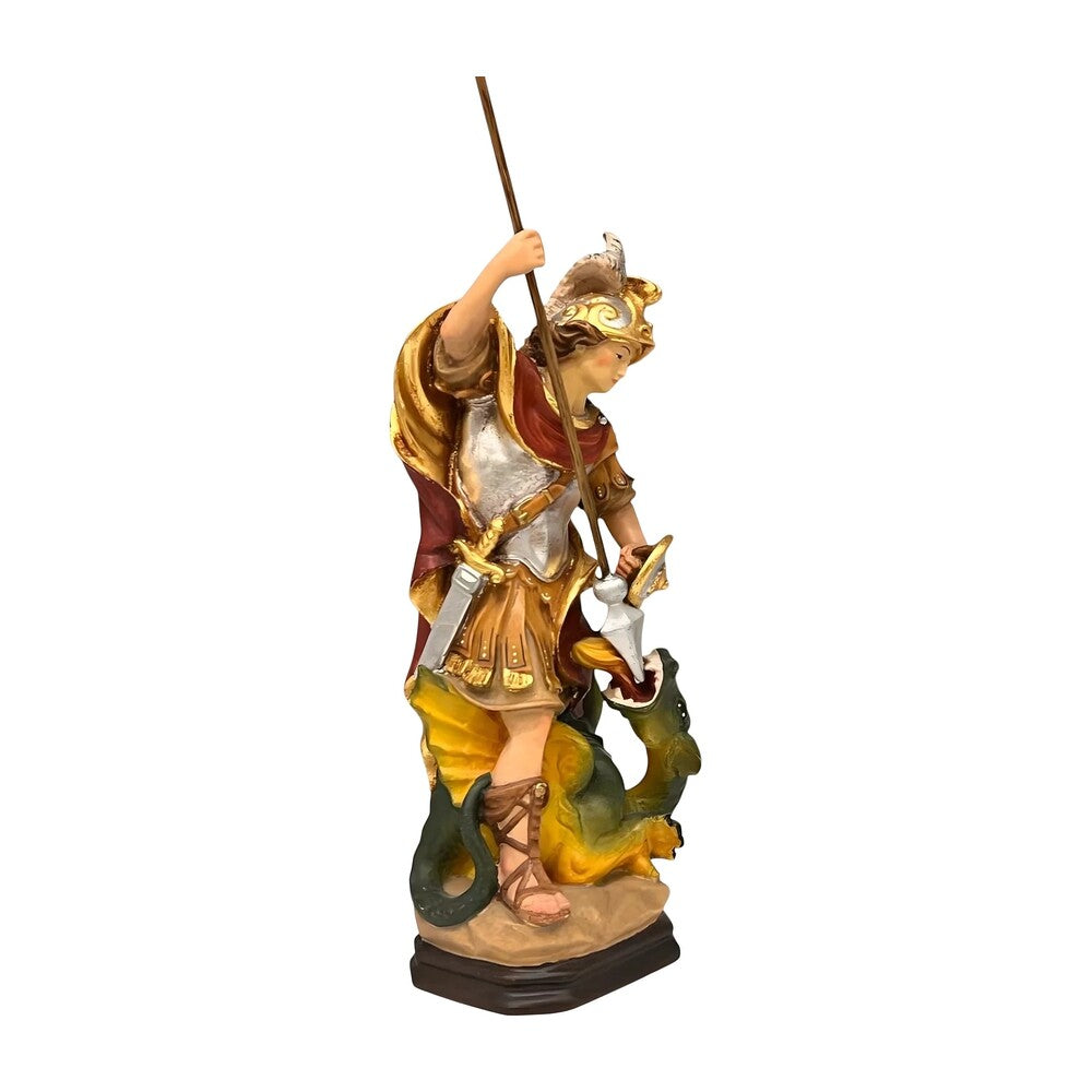 Artistic Sculpture St. George and the Dragon in Carved Wood | Val Gardena