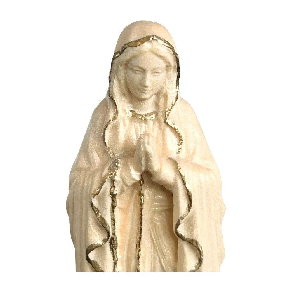 Hand-carved Lourdes Madonna statue in maple and linden wood
