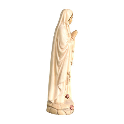 Hand-carved Lourdes Madonna statue in maple and linden wood