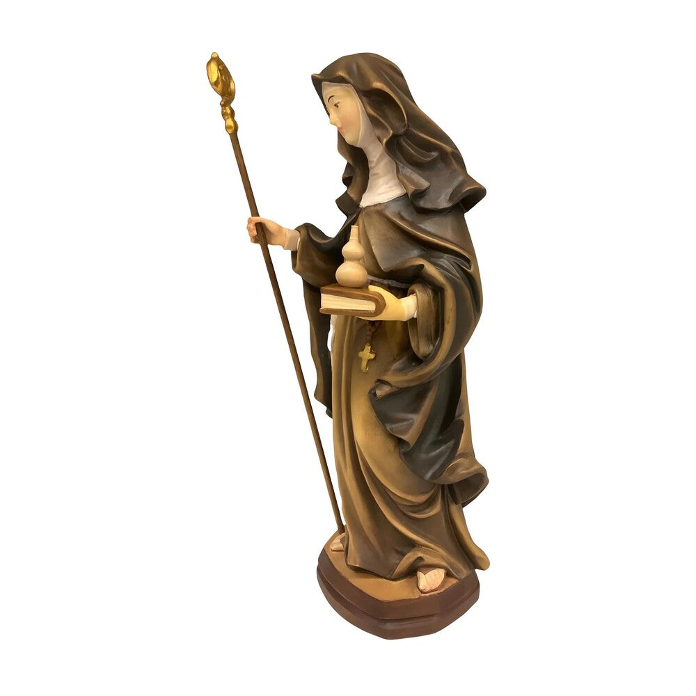 Saint Walburga Hand Carved Oil Painted Wood Statue Val Gardena