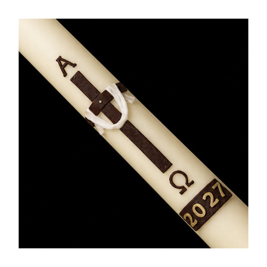 Brown Cross & Cloth Paschal Candle