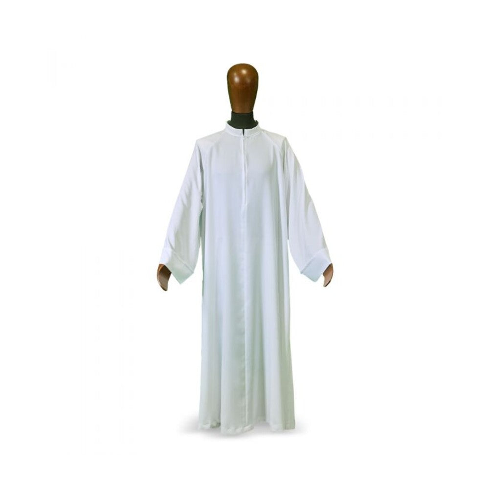 Flared Cut Raglan Alb with Classic Turn-Down Collar