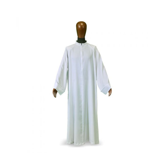 Flared Cut Raglan Alb with Classic Turn-Down Collar