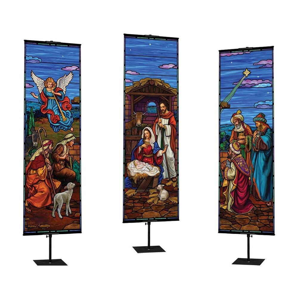 Stained Glass Nativity Banner Set