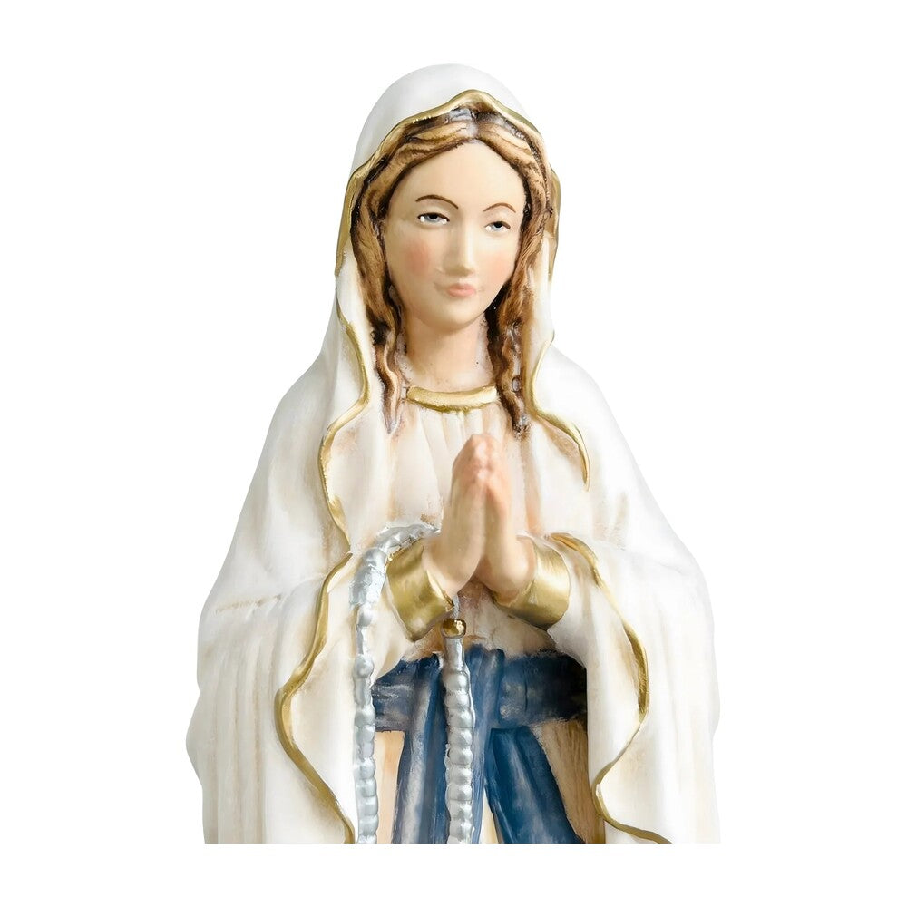 Hand-carved Lourdes Madonna statue in maple and linden wood