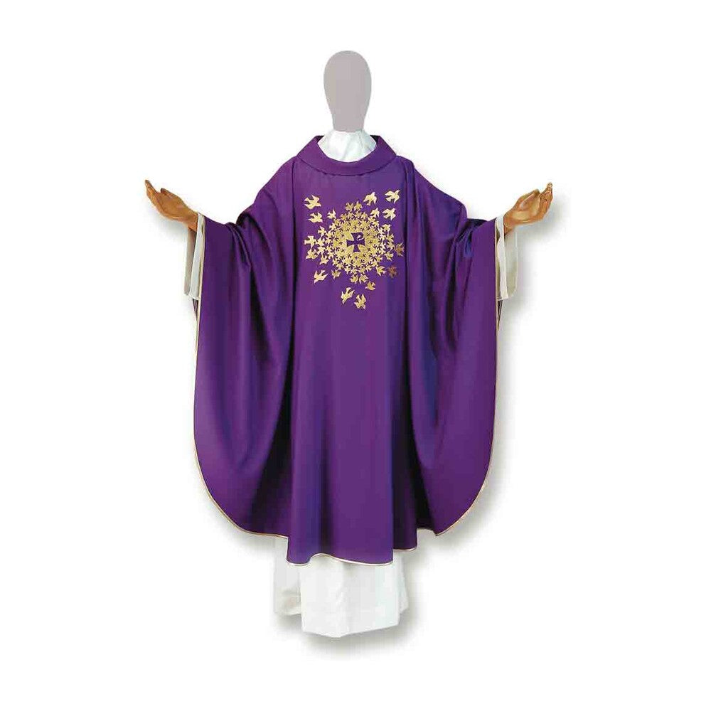 Pure Wool Embroidered Chasuble - Available in 4 Liturgical Colours