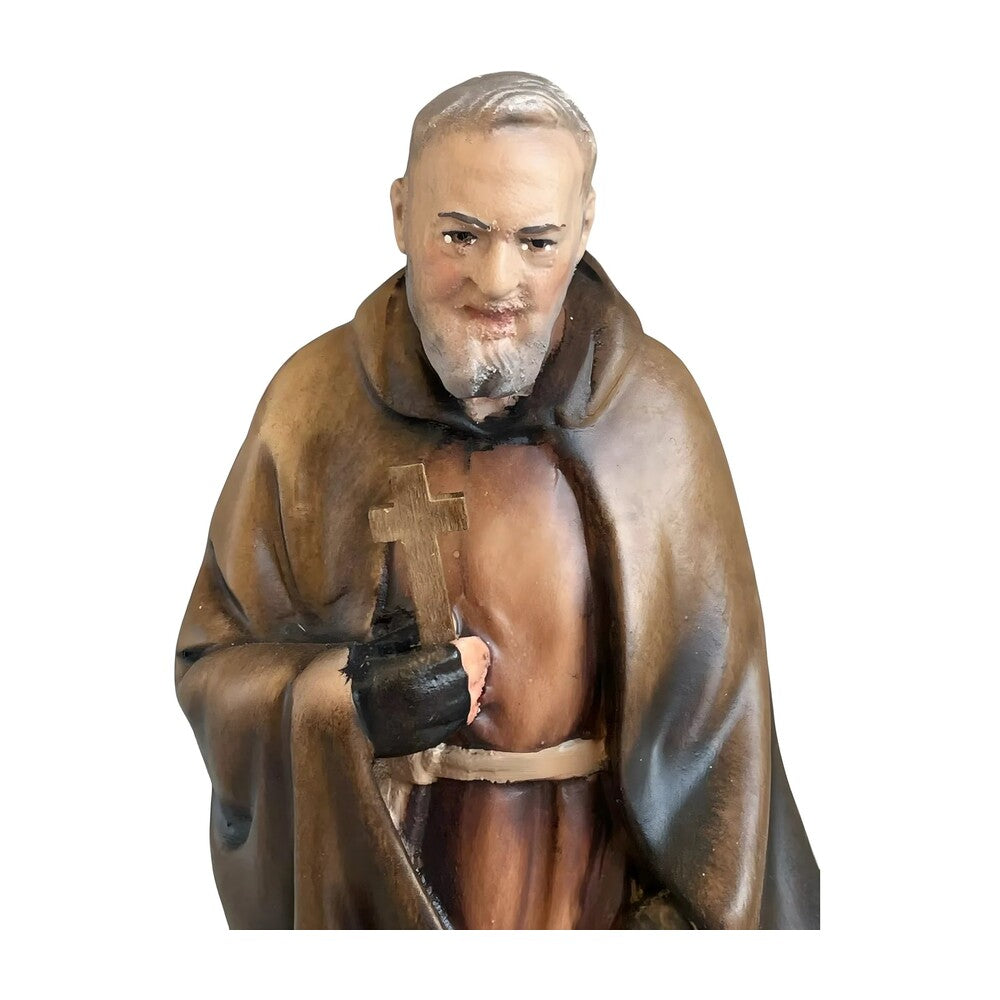 Hand-Carved Wooden Statue of Padre Pio of Pietrelcina, Val Gardena Craftsmanship