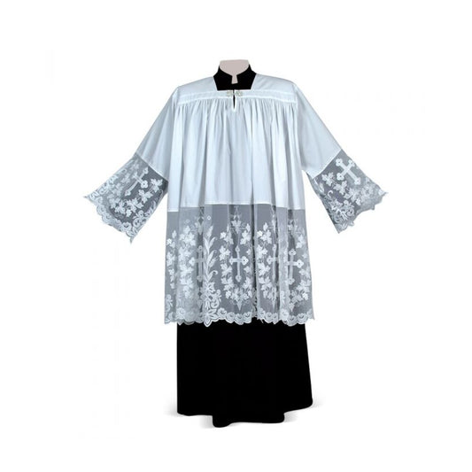 Classic White Cotta with Ornamental Tulle Lace Panels