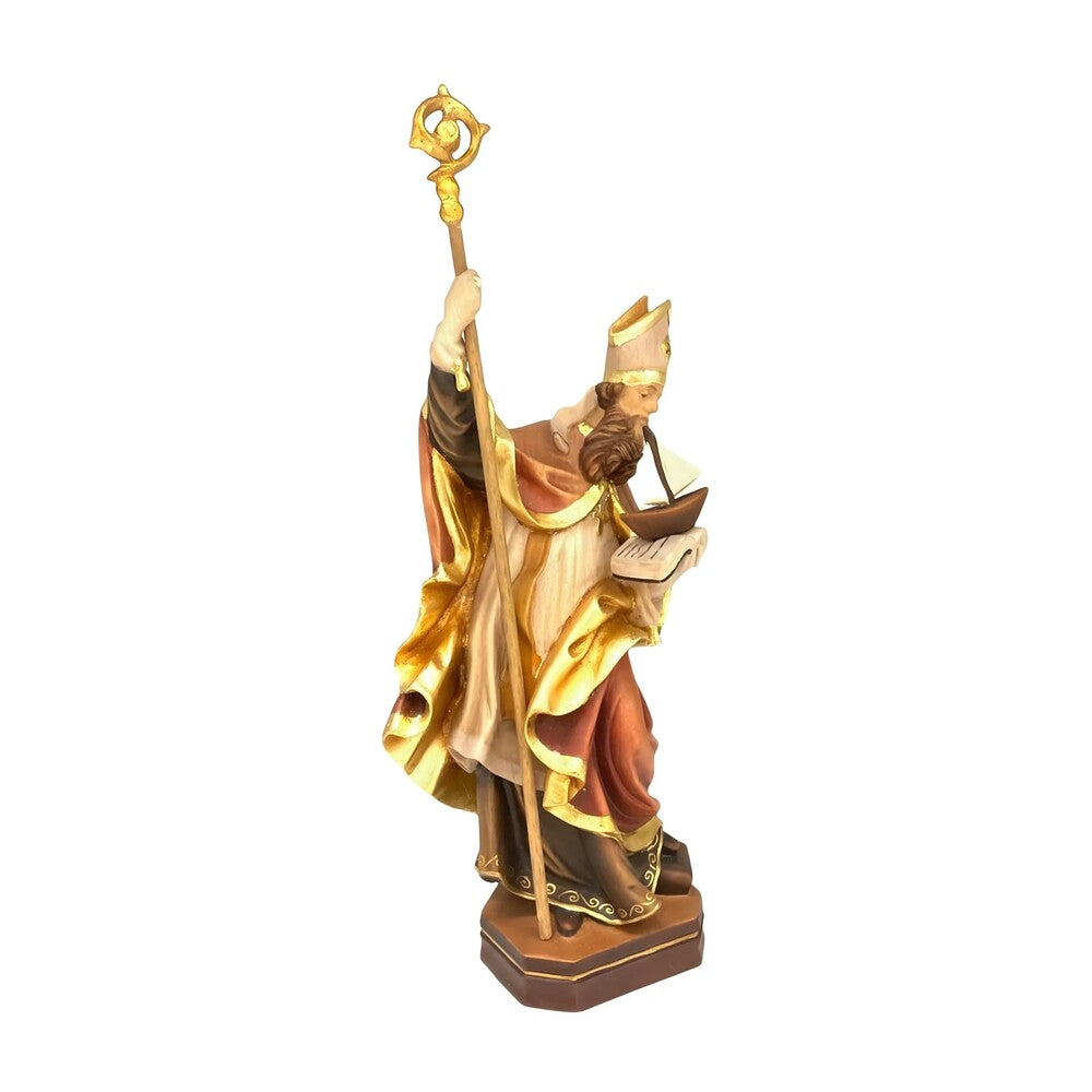 Statue of Saint Anselm Bishop with Crozier and Boat – Dolfi Hand-Carved and Painted