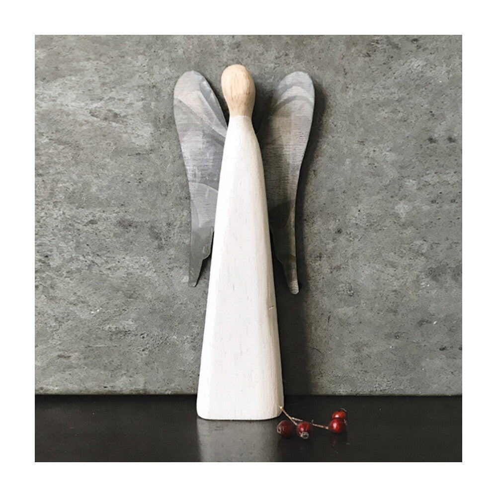 White Angel With Metal Wings - Large