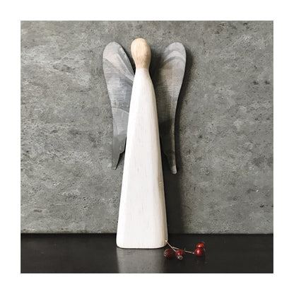 White Angel With Metal Wings - Large