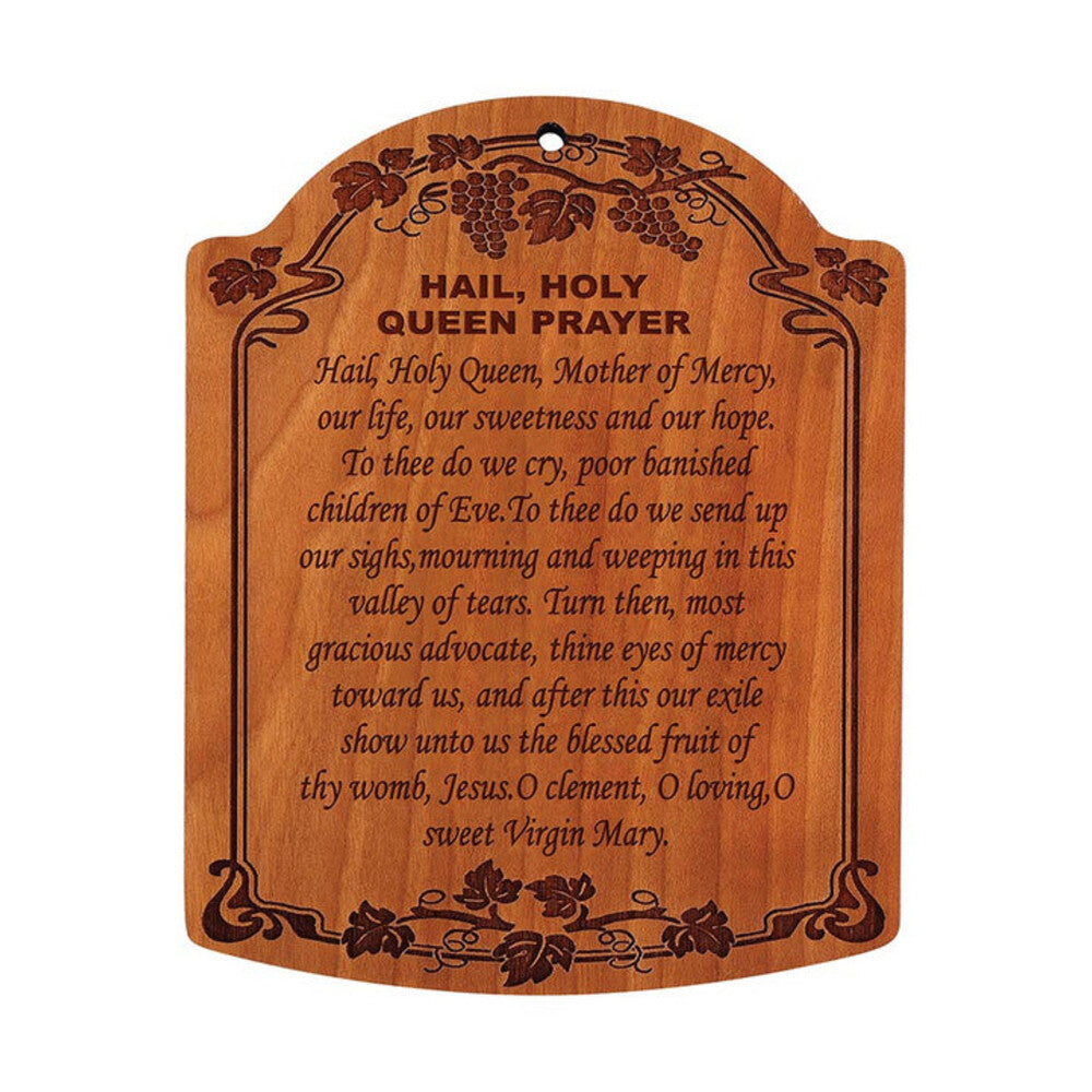 10" Hail, Holy Queen Carved Wood Plaque