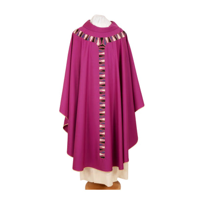 Pure Wool Embroidered Vatican Chasuble - Available in 4 Liturgical Colours