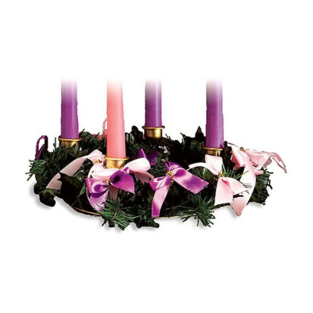 10" Diameter Advent Wreath with Pink & Purple Ribbons