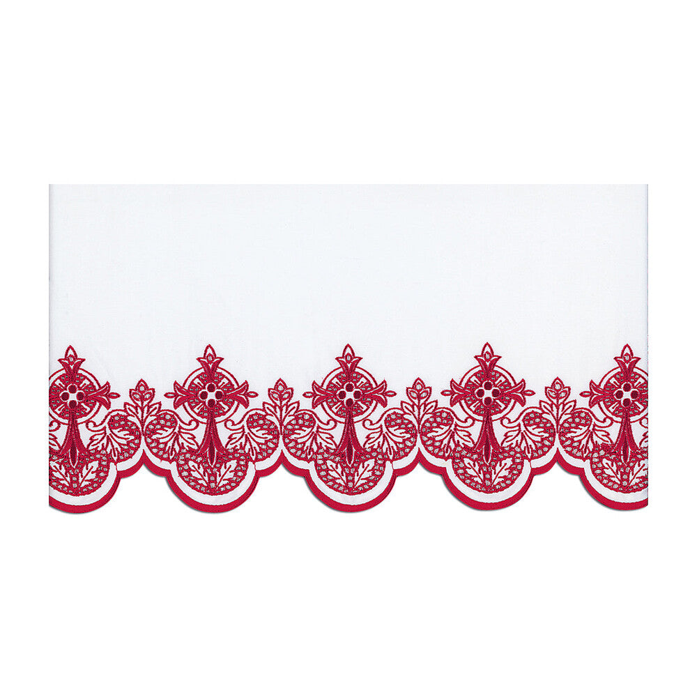 Red Silk Embroidered Altar Cloth - Design BV508R