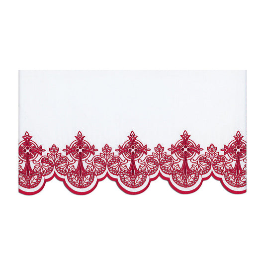 Red Silk Embroidered Altar Cloth - Design BV508R