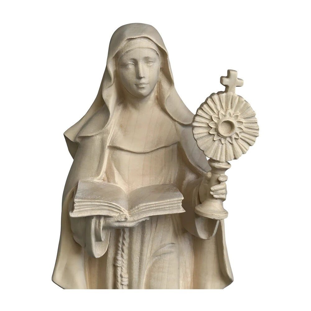 Statue of Saint Clare of Assisi with Monstrance in Wood Carved in Val Gardena