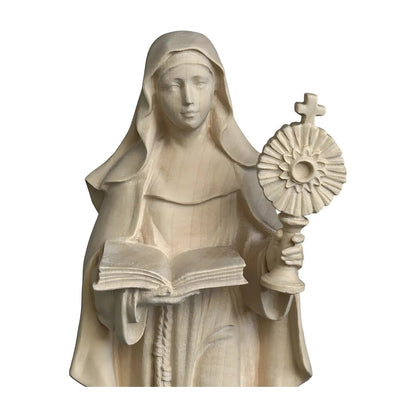 Statue of Saint Clare of Assisi with Monstrance in Wood Carved in Val Gardena