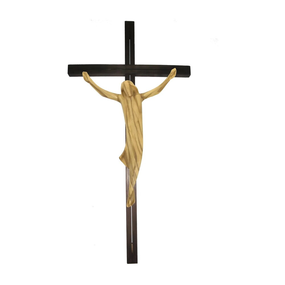 Crucifix Modern Stylized Carved Wood Val Gardena