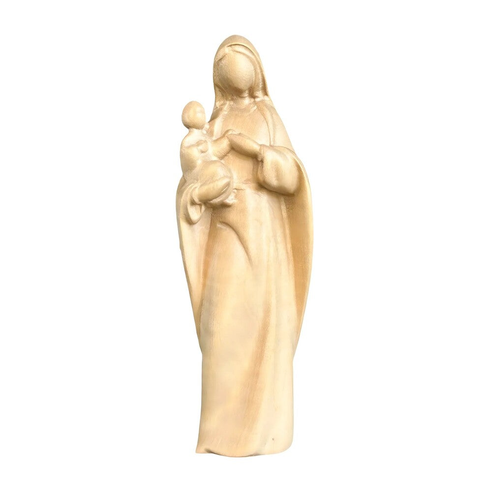 Modern Madonna with Child, Val Gardena Artisanal Wood Sculpture