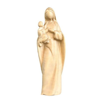 Modern Madonna with Child, Val Gardena Artisanal Wood Sculpture