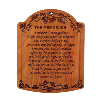 10" The Memorare Carved Wood Plaque