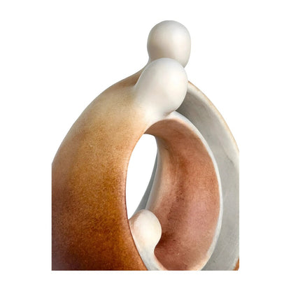 Modern Stylized Nativity Scene in Maple Wood – Family Embrace Sculpture