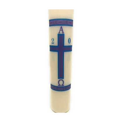 Blue & Purple Cross with Fish Paschal Candle