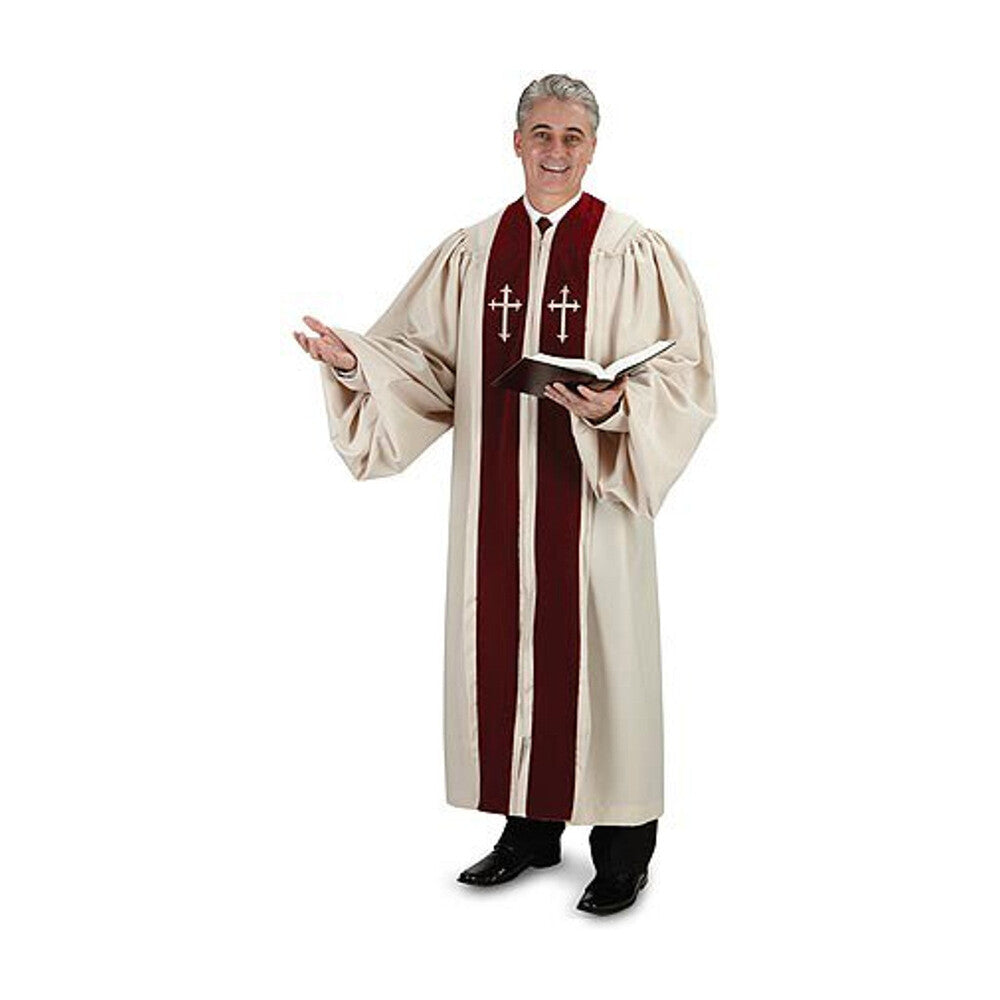 Barrister Collection Embroidered Cross White Pulpit Robe