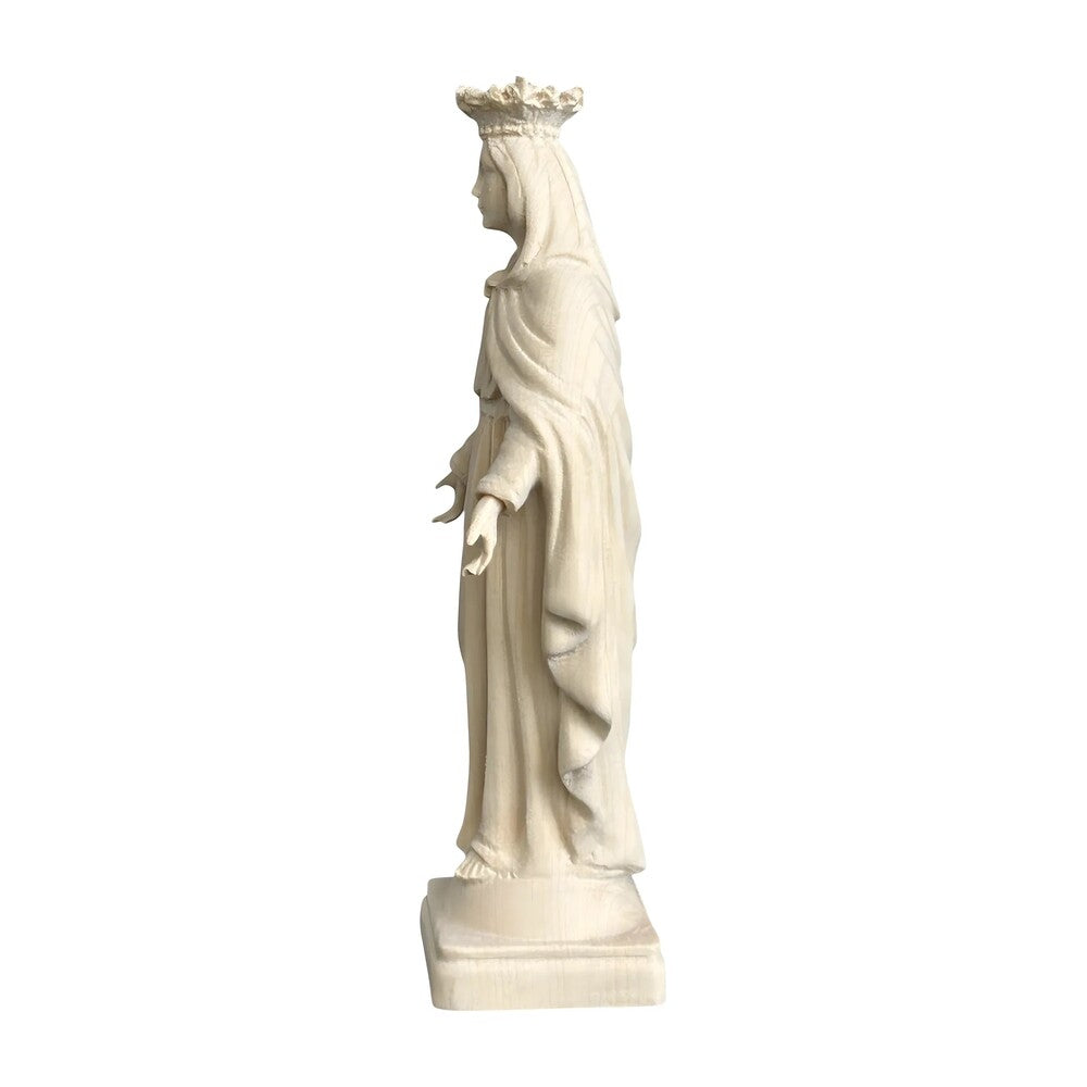 Statue Madonna with Crown and Welcoming Gesture, Val Gardena Wood Sculpture