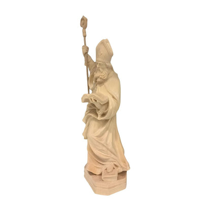 Statue Saint Caius Pope in Carved Wood from Val Gardena, Colored Finish