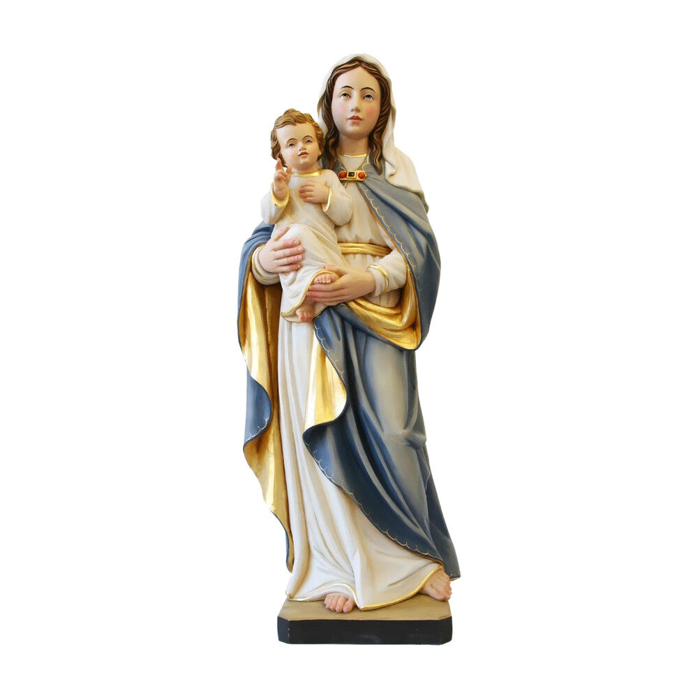 Statue Madonna with the Child Jesus in Artistic Fiber for Val Gardena