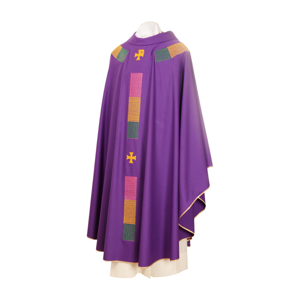 Pure Wool Gothic Style Embroidered Chasuble - Available 5 Liturgical Colours
